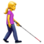 Woman With White Cane Facing Right on Apple