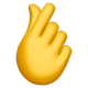 HAND WITH INDEX FINGER AND THUMB CROSSED